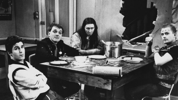 The Young Ones, from left, Mike the Cool Person, Rik the socialist, Neil the hippy and Vyv the punk.