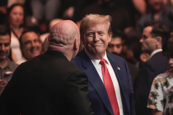 Donald Trump with Dana White at a UFC event in New Jersey in June. 