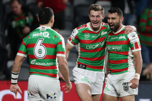 News of Alex Johnston's re-signing proved a huge hit with his Souths teammates.