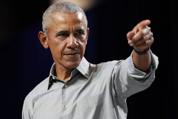 Barack Obama campaigns for Democratic candidates at a rally in Nevada on Wednesday. 