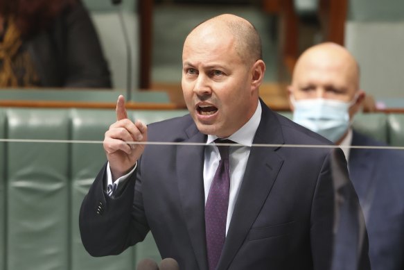 Federal Treasurer Josh Frydenberg speaking in Parliament last month. 