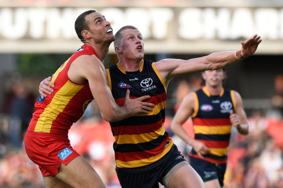 Gold Coast’s Jarrod Witts battles Reilly O’Brien.