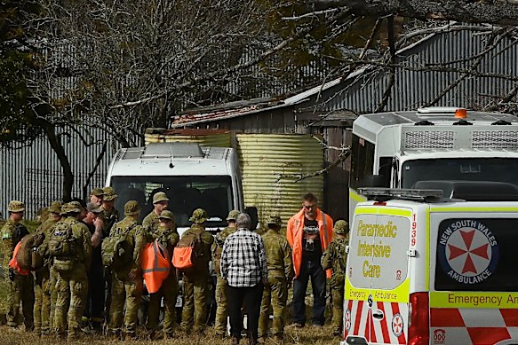 Australian Army personnel who participated in the rescue operation are addressed on Thursday. 