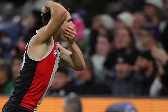 Cooper Sharman with a Jason Akermanis-like celebration.