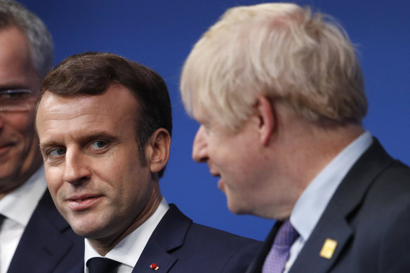 French President Emmanuel Macron and British Prime Minister Boris Johnson meet last year.