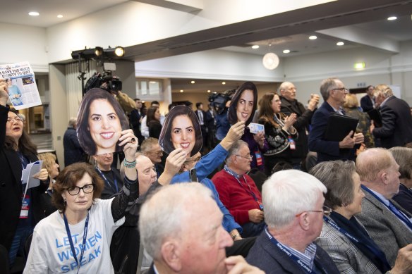 Angry supporters of Moira Deeming booed and heckled Liberal leader John Pesutto on May 20 at the party’s state conference in Bendigo.