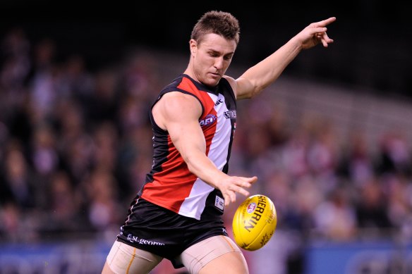 Fisher, pictured in action in 2011, played more than 200 games for St Kilda.