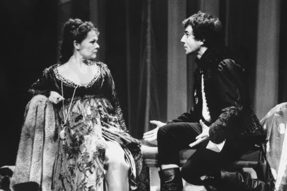 Judi Dench as Gertrude and Daniel Day-Lewis as Hamlet in 1989. She says ‘like an arrow his precision and speed were breathtaking’.