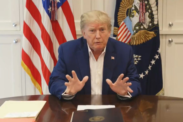 US President Donald Trump released a video update on his health on Saturday.