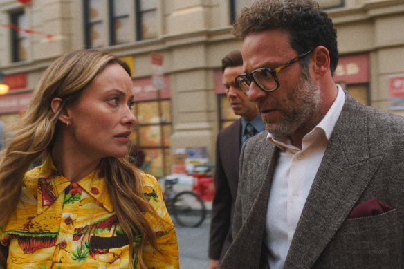 Olivia Wilde and Seth Rogen star in the Hollywood satire The Studio.