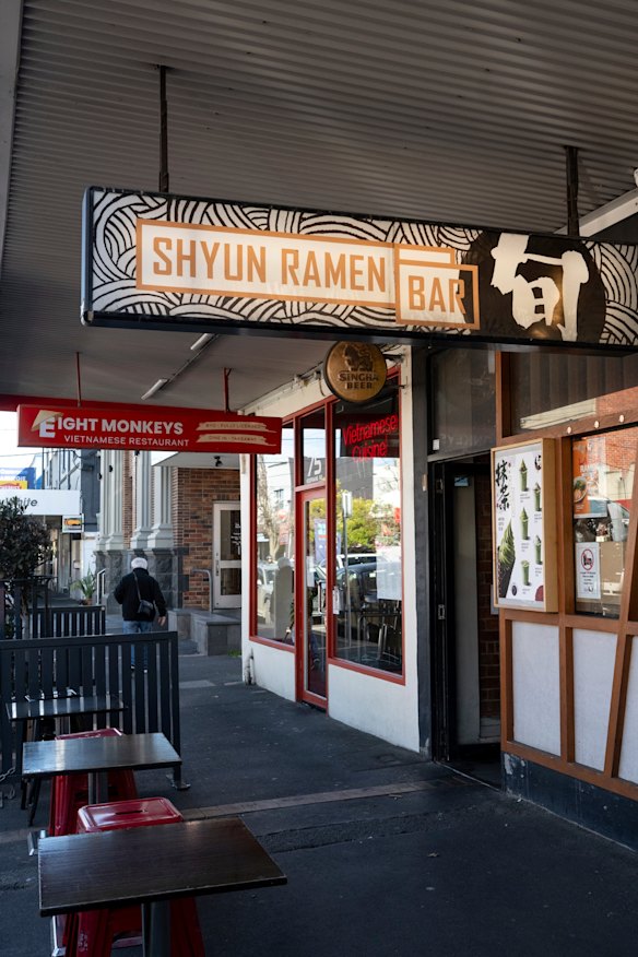 Outside the Carnegie shopfront.