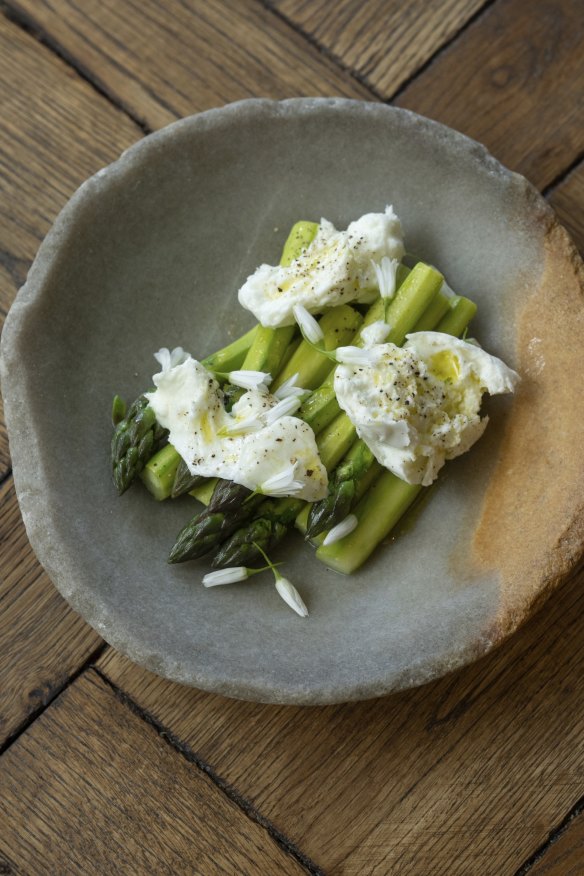 Asparagus and buffalo mozzarella.