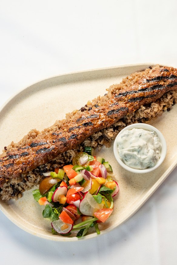 Bodrum’s Adana kebab is served on pilaf.