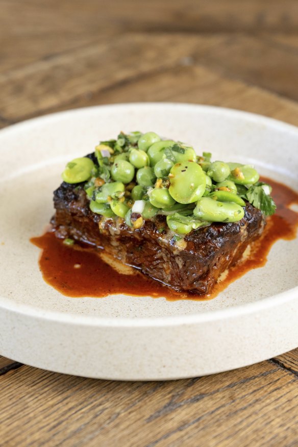 Slow-cooked beef short rib.