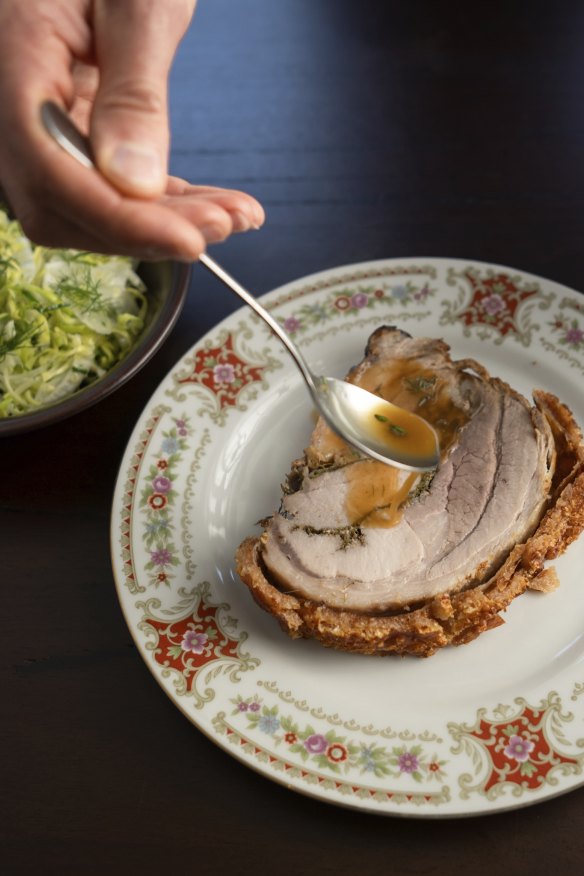 Amber Creek porchetta with jus.