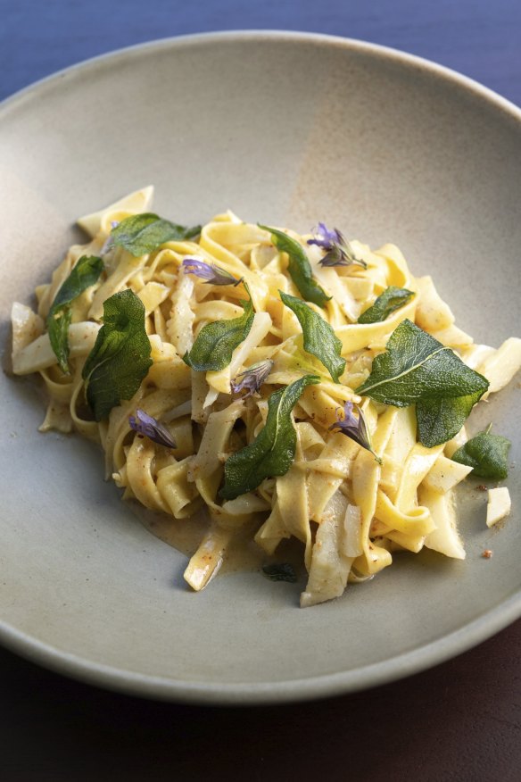Pasta with artichokes, brown butter and sage.
