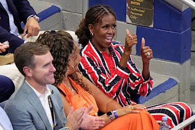 Michelle Obama at the women’s singles semifinals of the U.S. Open tennis championships on Sept. 10, 2026, in New York.