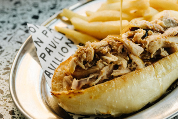 Roast chicken roll is a retro-leaning option for solo diners.