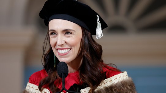 New Zealand Prime Minister Jacinda delivers the keynote address at Harvard University in May. 