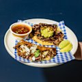 Quessabiria and carne asada tacos.