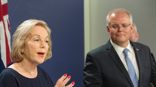 ABC chairwoman Ita Buttrose and Scott Morrison 