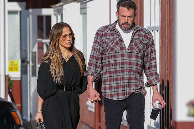 Jennifer Lopez and Ben Affleck on April 23, 2022, in Los Angeles, California. (Photo by Bellocqimages/Bauer-Griffin/GC Images)