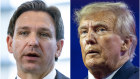 Leading Republican figures: Florida Governor Ron DeSantis and former US president Donald Trump.