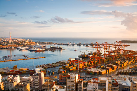 The busy port of Piraeus, Athens.