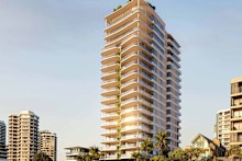 Render of the planned 21-level ARI Main Beach development, on a 1,355sqm site at 3555 Main Beach Parade in Gold Coast that Sydney developer ODUS and Metrics Credit Partners have acquired for $55.68m.