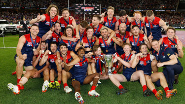 The Demons celebrate their grand final win.