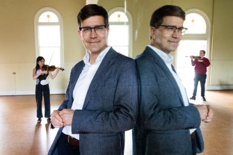 Australian National Academy of Music artistic director Paavali Jumppanen, with musicians Donica Tran and Felix Pascoe.