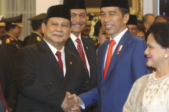 Indonesia’s Defence Minister Prabowo Subianto, left, with  President Joko Widodo.