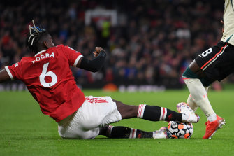 Paul Pogba was red-carded for this tackle on Naby Keita.