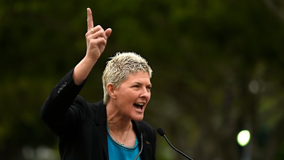 Australian Olympic beach volley ball gold medallist Natalie Cook speaks.