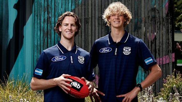 Cooper Stephens (left) and Sam De Koning have joined Geelong.