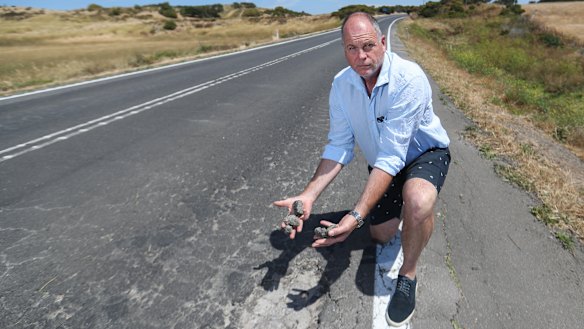 Port Fairy's Michael Steel is fed up with the condition of local roads, which he says affects his business.