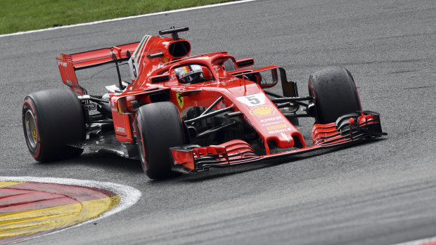 Ferrari's Sebastian Vettel en route to winning the Belgian Formula One Grand Prix on Sunday.