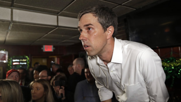 Democratic presidential candidate Beto O'Rourke listens to a question as he speaks to supporters in Cleveland. 