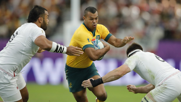 Kurtley Beale in action at the 2019 World Cup in Japan against England. 