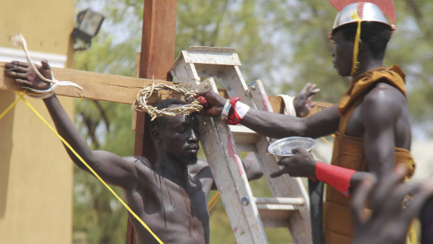 The crucifixion is re-enacted in Juba, South Sudan.