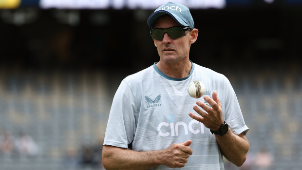 Mike Hussey with the England team as an assistant coach for the Twenty20 World Cup campaign.