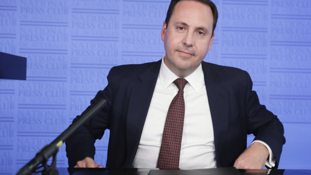 Trade Minister Steven Ciobo addresses the National Press Club of Australia in Canberra on Wednesday.