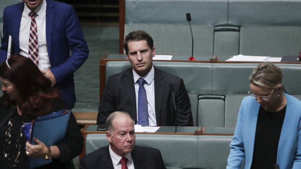 Liberal MP Andrew Hastie during Question Time at Parliament House in Canberra.