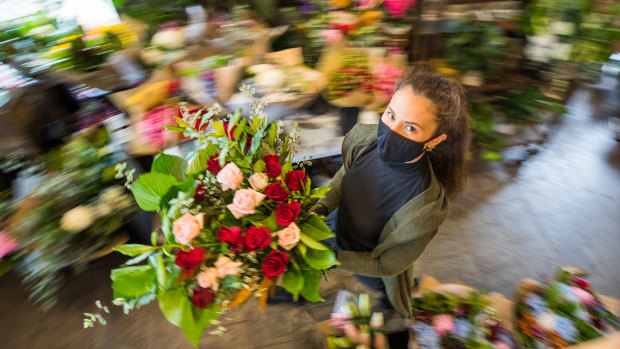 North Carlton florist Rahnee Moller called in friends to help rush out Valentine’s Day orders before lockdown.