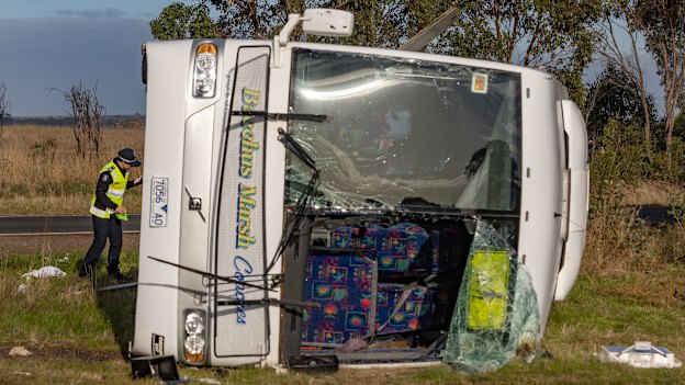 The scene of the bus crash at Exford.