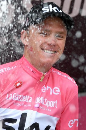 Chris Froome celebrates one of his many victories under Sky's name.