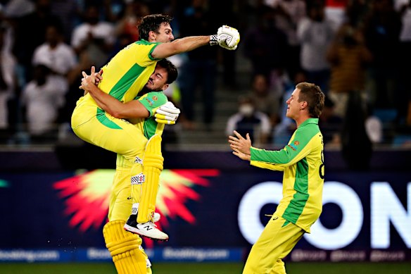 Mitch Marsh celebrates the win.