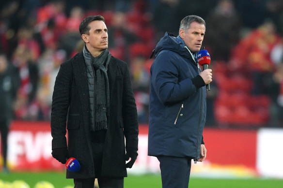 Gary Neville (left) and Jamie Carragher weighed in on the Manchester City UEFA ban on SKy Sports.