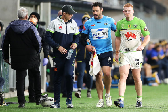 Corey Horsburgh leaves the field last Saturday night.