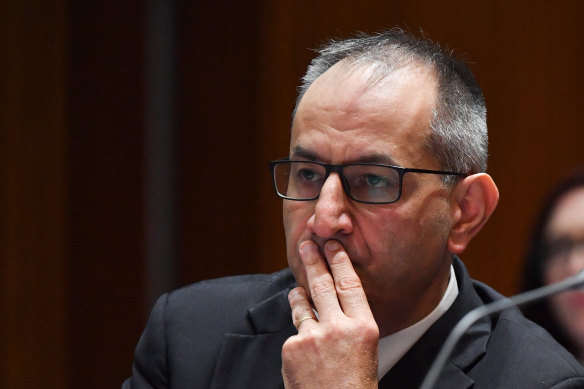 Secretary of the Home Affairs Department Mike Pezzullo at Senate Estimates on Monday, March 2.